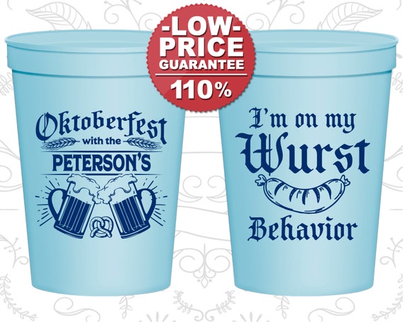 Oktoberfest Plastic Cups, Oktoberfest Party Favors, Oktoberfest Decor, Oktoberfest Party Decorations, Wurst Behavior (240010) Il_570xn