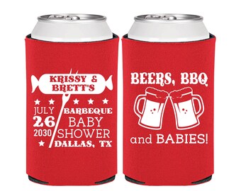 BBQ Baby Shower, Baby Shower Decorations, barbecue Baby Shower, Beers BBQ and Babies, Baby Shower Can Cooler, Baby Shower Items | 90060