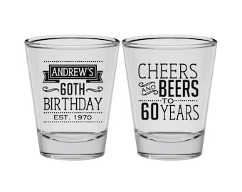 60th Birthday, Cheers to 60 Years, Cheers and Beers, Birthday Glasses | 20001