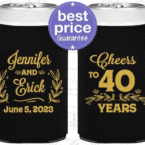 40th Wedding Anniversary Party Favors, Anniversary Can Coolers, Anniversary Gift, Ruby Anniversary Favors, Cheers to 40 Years | 80005