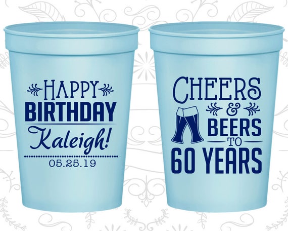 60th Birthday Cups, Cheap Birthday Cups, Cheers to 60 Years, Cheers and Beers, Birthday Cups (20006) Il_570xn