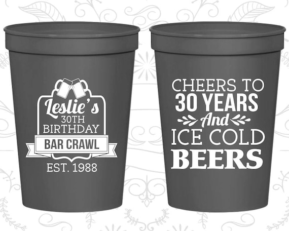 Perfect for Birthday Parties 40th Birthday Decorations Set of 12 and 60th Birthday Cups 40 Cheers and Beers to 30,40,50,60 Years Birthday Party Cups 16oz Black and White Stadium 30th 50th