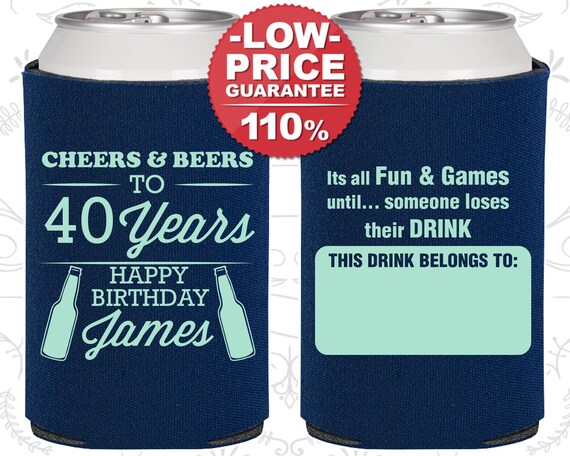 40th Birthday, 40th Birthday Favors, Imprinted Party Decorations, Cheers to 40 years, Name Tags, Happy Birthday Favor, Party Favors (C20165) Il_570xn