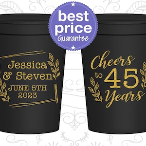 Anniversary Plastic Cups, 45th Wedding Anniversary Party Favors, Anniversary Gift Ideas, Sapphire Anniversary, Parents Anniversary | 80026