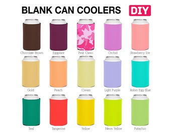100 Pack - Blank Can Coolers for Screen Printing HTV Heat Pressing Transfer Vinyl Embroidery Collapsible Bulk Beer Huggers Holders DIY Craft