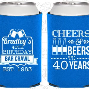 40th Birthday, 40th Birthday Favors, Personalized Birthday Favors, Cheers and Beers, Cheers to 40 years, Bar Crawl | 20216