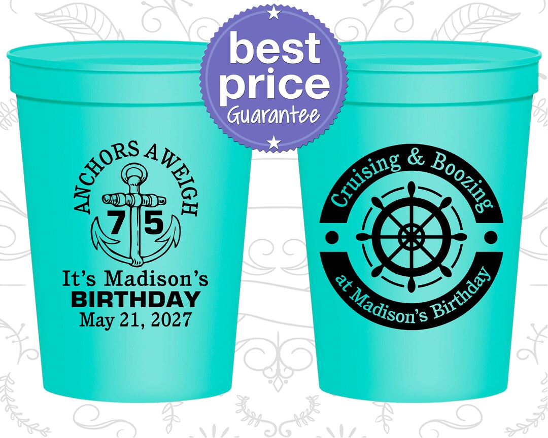 75th Birthday Party Cups, Personalized Birthday Cups, Custom Birthday