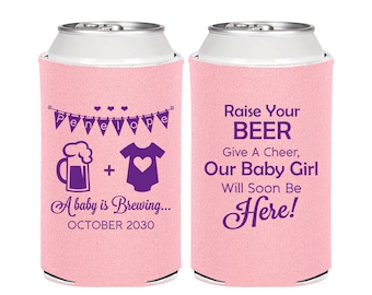 A Baby is Brewing, Baby Shower Decorations, Baby Announcement, Baby Girl Baby Shower, Baby Shower Can Cooler,Baby Shower Giveaways | 90065