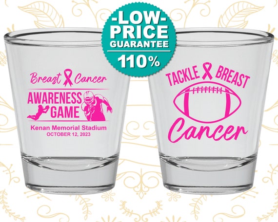 Breast Cancer Shot Glass, Breast Cancer Awareness Gifts, Breast Cancer Fundraiser, Tackle Breast Cancer, Breast Cancer Football (230019) Il_570xn