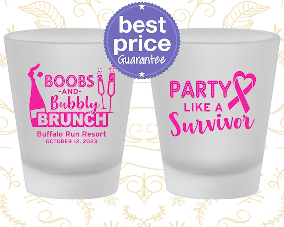 Breast Cancer Shot Glass, Breast Cancer Awareness Party Favors, Breast Cancer Ideas, Party like a Survivor, Cancer Survivor (230006) Il_570xn