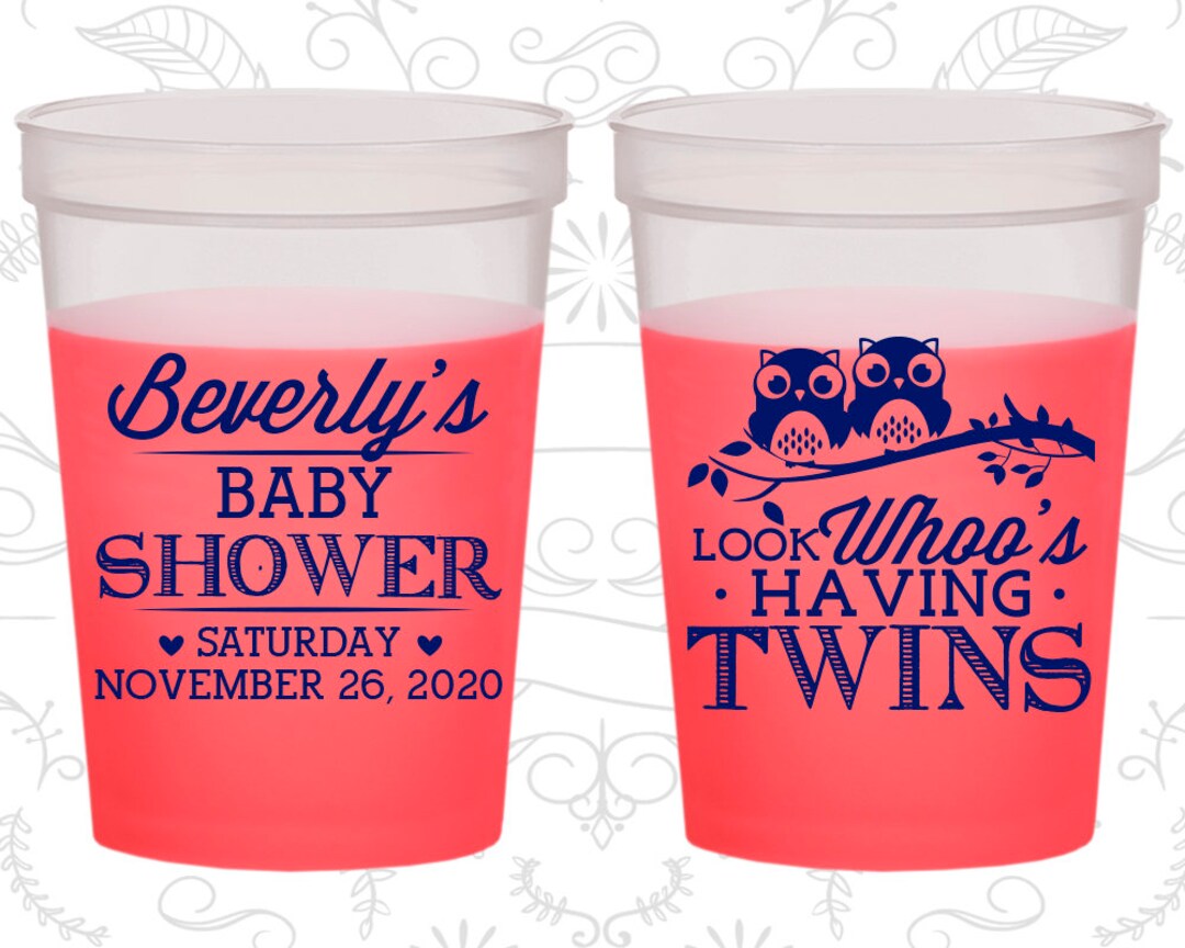 Twins Baby Shower, Baby Shower Mood Cups, Owl Baby Shower, Look Whos