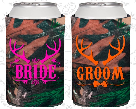 Bride Groom Can Cooler, Bride Groom Gift, Bride Groom Sets, Antlers, Wedding Gift Set, Bride and Groom Gift (320019) Il_570xn