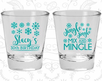 30th Birthday Shot Glasses, Personalized Birthday Shot Glasses, Christmas Birthday, Xmas Birthday, Birthday Shot Glasses (20188)