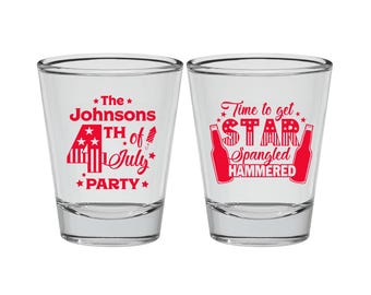 4th of July Shot Glass, Independence Day, July 4th Decorations, Fourth of July Party Ideas, Star Spangled Hammered | 220049