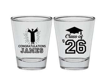 Graduation Shot Glass, Graduation Party Favors, Graduation Gift, College Graduation, Grad Shot Glasses, Cap and Gown | 130024