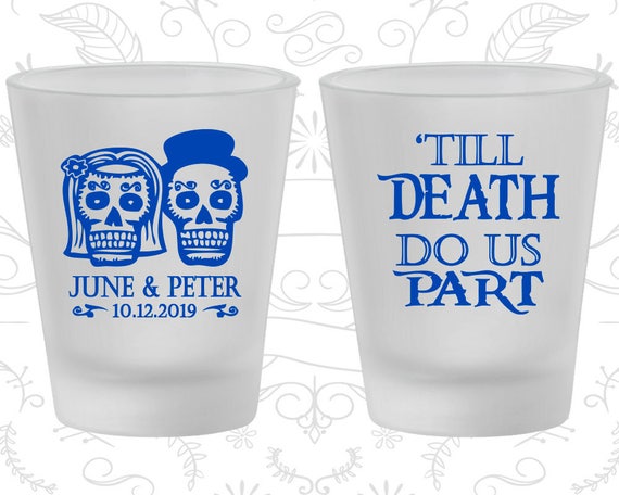 Till Death Do Us Part, Sugar Skull, Cheap Frosted Glass, Day of the Dead, Candy Skull, Frosted Shot Glasses (41) Il_570xn