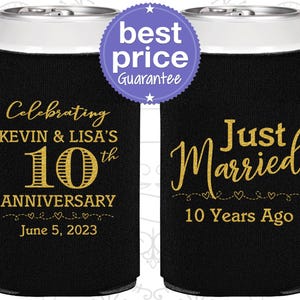 10th Anniversary Gift for Couple, Anniversary Can Coolers, Anniversary Party, Tin Anniversary, Celebrating 10 Years of Marriage | 80030