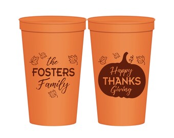 Thanksgiving Stadium Cups, Thanksgiving Party Favors, Personalized Thanksgiving Cups, Thanksgiving Gifts, Happy Thanksgiving | 260016