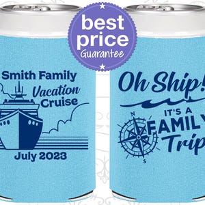 Vacation Party Favors, Vacation Can Coolers, Family Vacation Favors, Family Cruise Vacation Favors, Oh Ship it’s a family trip | 180030