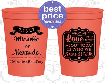 Personalized Wedding Cups, Wedding Cups, Plastic Cups, Stadium Cups, Personalized Cups, Personalized Stadium Cups, Wedding Favors (C459)