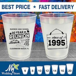High School Reunion Frosted Cups, Class of 1995 Reunion, 30 Year Class Reunion Favors, College Reunion, Reunion Decorations | 140022