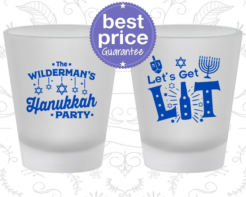 Hanukkah Shot Glasses, Hanukkah Party Favors, Hanukkah Decorations, Hanukkah Gift, Hanukkah Giveaways, Lets Get Lit, Funny Hanukkah 270022 image 1