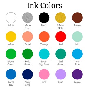 a color chart with different colors of ink