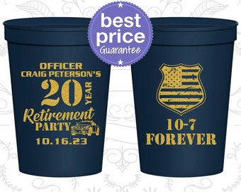 Retirement Plastic Cups, Retirement Party Favors, Retirement Gifts, Retirement Ideas, Police Retirement Party | 150012