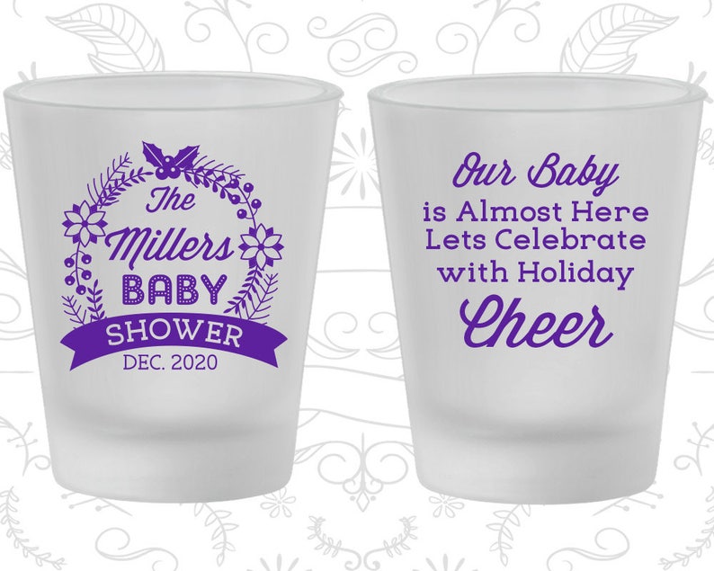 Xmas Baby Shower 90086 Holiday Baby Shower Christmas Baby Shower Baby Shower Shot Glasses Baby Shower Glass