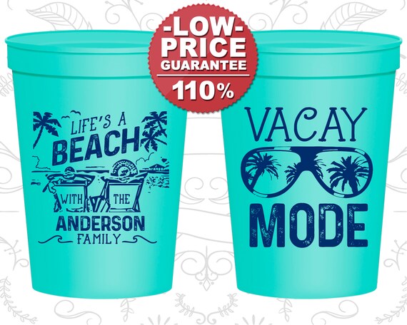 Family Vacation Plastic Cups, Vacation Favors, Family Party Favor, Family Beach Trip, Family Beach Party, Vacay Mode (180008) Il_570xn