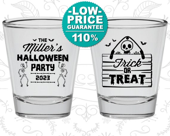 Halloween Shot Glass, Halloween Favors, Personalized Halloween, Halloween Party Decor, Trick or Treat, Skeleton (250010) Il_570xn