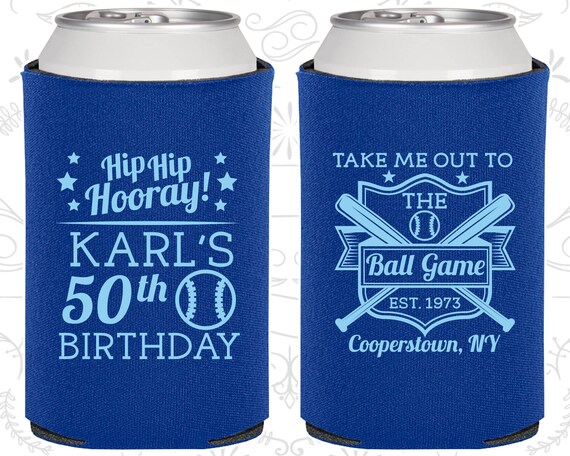 50th Birthday, 50th Birthday Party, Baseball Birthday Party, Hip Hip Hooray, Birthday Can Coolers, Birthday Coolies (20252) Il_570xn