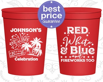 4th of July Cups, 4th of July Decor, July 4th Favors, Fourth of July Party, Red White and Blue, USA Cups (220022)