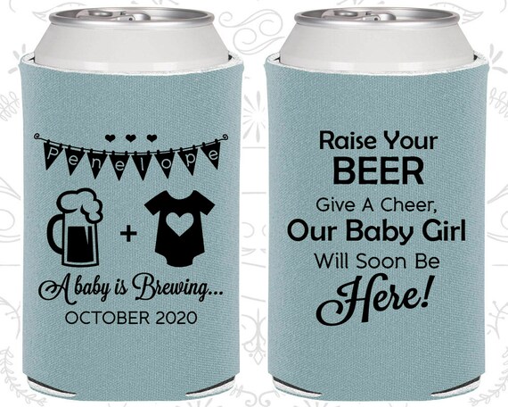 A Baby is Brewing, Baby Shower Decorations, Baby Announcement, Baby Girl Baby Shower, Baby Shower Can Cooler,Baby Shower Giveaways (C90065) Il_570xn