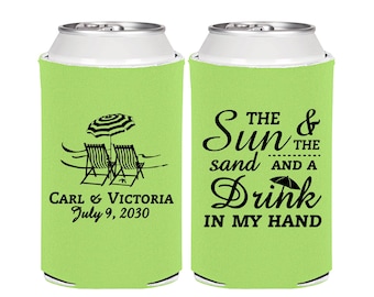 The Sun and The Sand and a Drink in my Hand, Personalized Favors, Beach Wedding Favors, Tropical Wedding Favors, Beach Chairs | 353