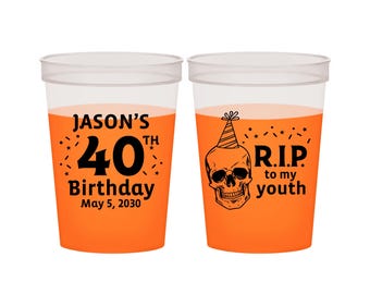 40th Birthday Color Changing Cups, Birthday Color Change Cup, Birthday Party Favors | 20141