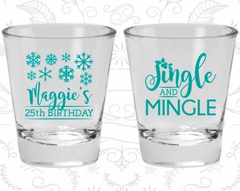 25th Birthday Shot Glasses, Custom Birthday Glasses, Christmas Birthday, Xmas Birthday, Birthday Shot Glasses (20197)