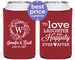 Wedding Can Coolers, Love Laughter Happily Ever After, Personalized Can Coolers, Custom Can Coolers, Wedding Favor Can Coolers (C61) 