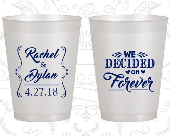 We Decided on Forever, Printed Frost Flex Cups, Vintage Wedding, Love Wedding, Romantic Wedding, Yellow Frosted Cups (386) Il_570xn