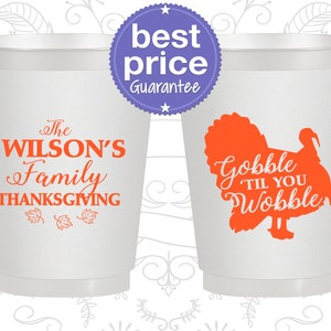 Thanksgiving Frosted Plastic Cups, Thanksgiving Party Favors, Thanksgiving Gift Ideas, Gobble Til You Wobble (260025)