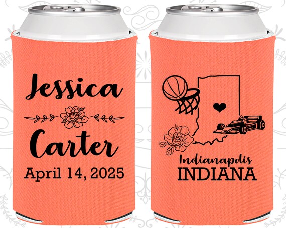 Indiana Wedding Favors, Coolies, Destination Wedding Gift, State Wedding Favors, Indiana Wedding Shower, Travel Wedding Favors (113) Il_570xn