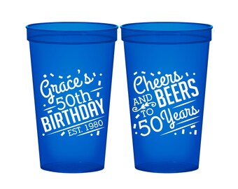50th Party Favor Cups, Cheers to 50 Years Cups, Cheers and Beers, Party Favor Cups, Cheers Party Cups, Cheers Birthday Cups | 20003