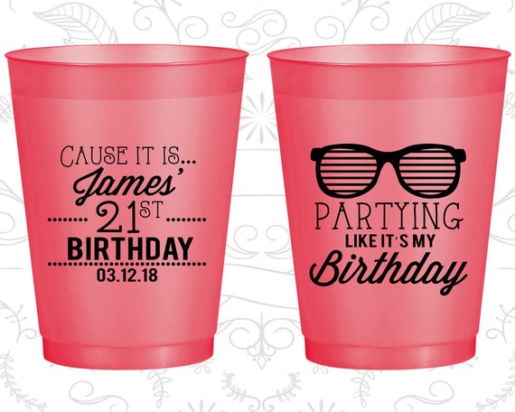 21st Birthday Frosted Cups, Sunglasses, Frosted Birthday Cups (20286) Il_570xn