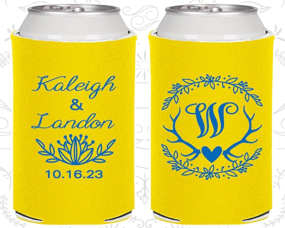 Monogram, Wedding Keepsake, Floral Wedding, Antler Wedding, Deer Antler Wedding, Wedding Can Coolers (475) Il_570xn