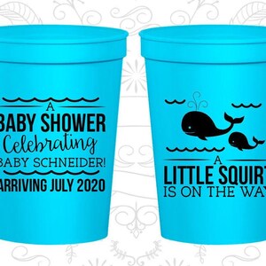 Whale Baby Shower Cups, Custom Baby Shower Cups, Blue Baby Shower Cups, Boy Baby Shower Cups, Baby Shower Ideas | 90044