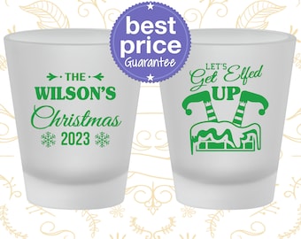 Christmas Shot Glass, Christmas Party Favors, Personalized Christmas, Holiday Shot Glasses, Funny Christmas, Lets Get Elfed Up (280006)