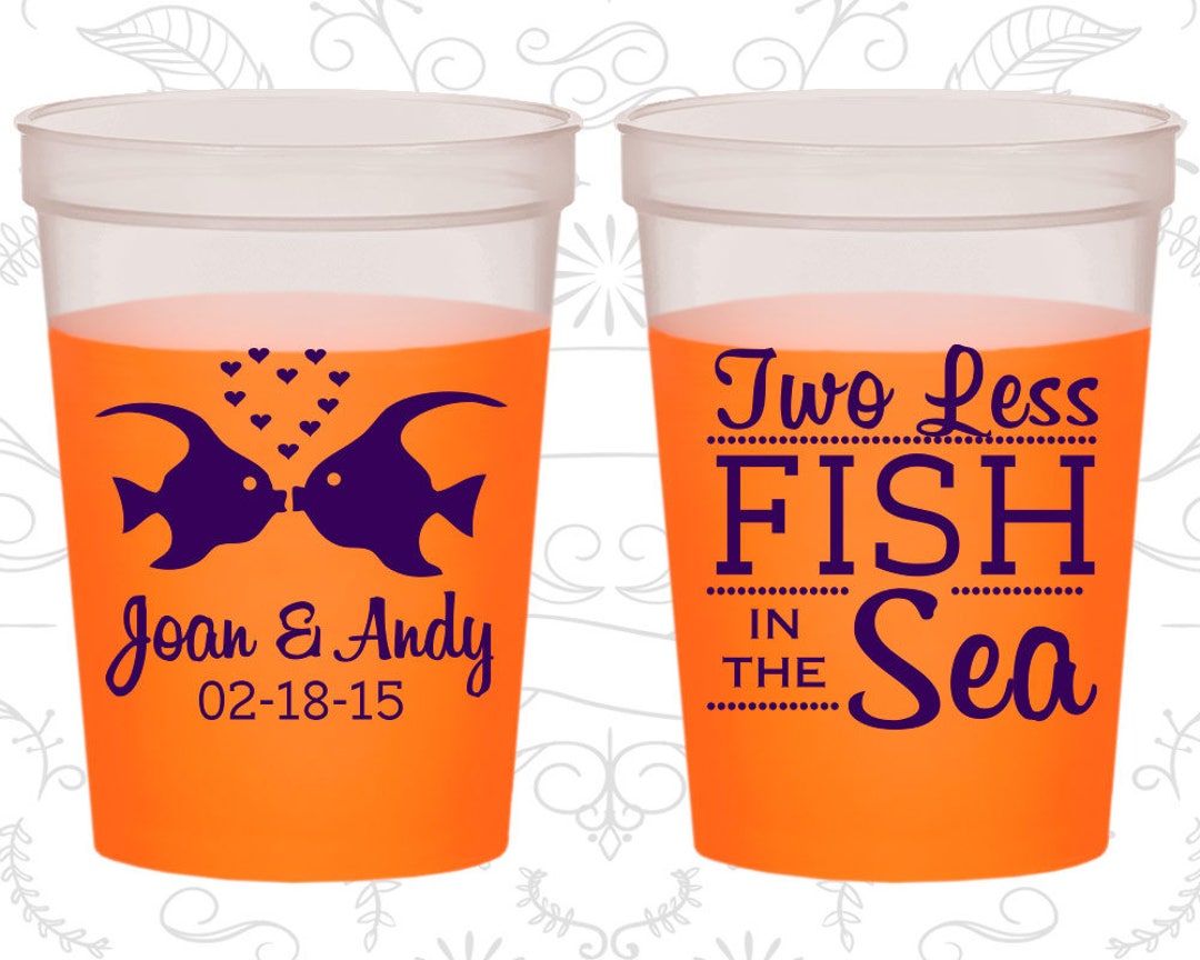 Two Less Fish in the Sea, Customized Plastic Mood Cups, Fisherman, Two