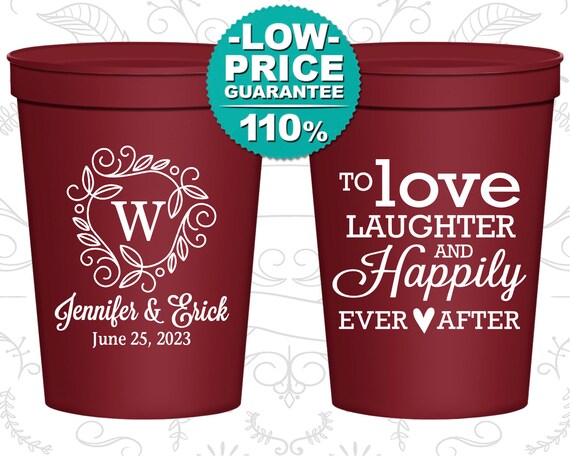 Personalized Cups, Wedding Cups, Plastic Cups, Stadium Cups, Wedding Favor Cups, Personalized Plastic Cups, Monogram Wedding Cups (C61) Il_570xn