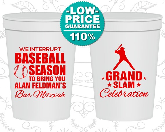 Bar Mitzvah Cups Favors Items Barmitzvah Baseball Sports (110004) Il_570xn