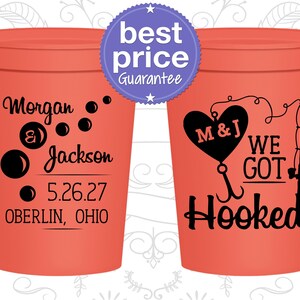 Personalized Plastic Cups, Wedding Cups, Plastic Cups, Stadium Cups, Personalized Cups, Plastic Wedding Cups, We got Hooked | 496